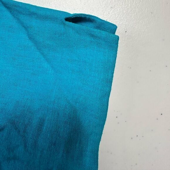 Vintage D.W. Studio 90s Plus Size Teal Button Down Collard Blouse Top - Size 16 - Picture 5 of 5